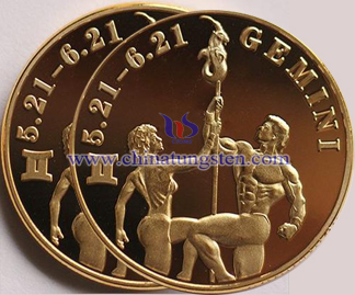 Gemini tungsten gold-plated coin