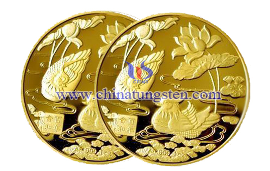 gold-plated tungsten coin for golden wedding anniversary