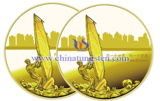 tungsten gold coin for match commemoration