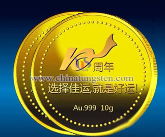 tungsten gold-plated coin for company anniversary celebration