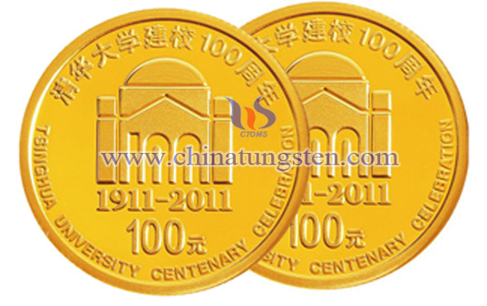 tungsten gold-plated coin for school anniversary celebration