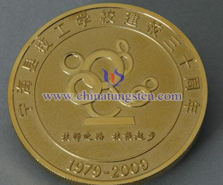 tungsten gold-plated coin for school anniversary celebration